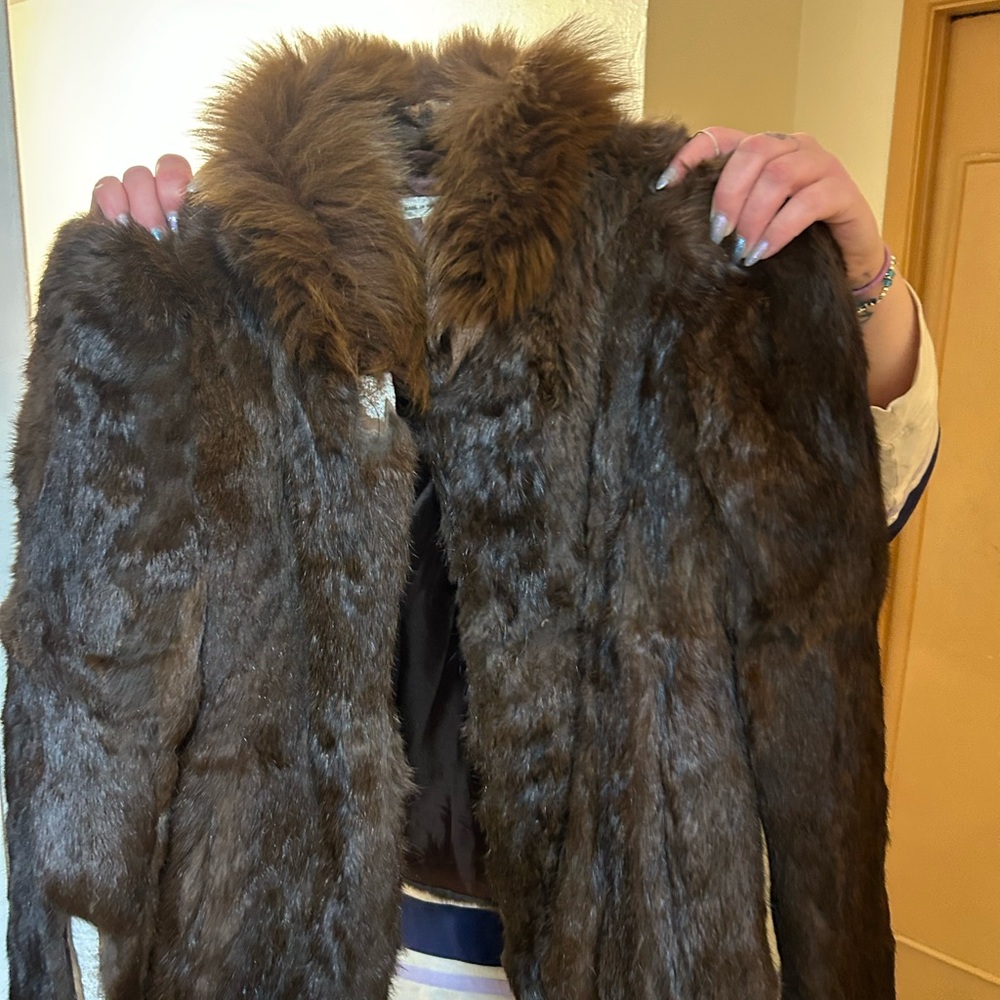 Elegant Brown Faux Fur Coat